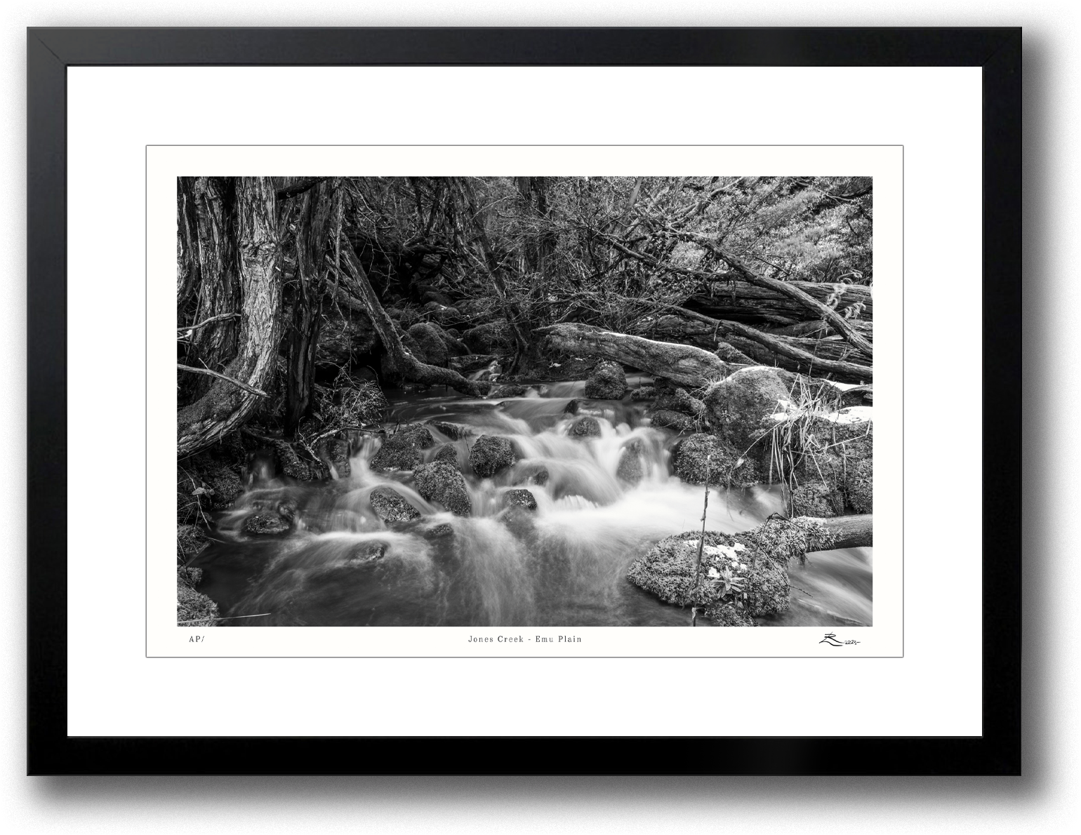 Jones Creek - Emu Plains - Large | A3_Jones_Creek_Black_Frame.png